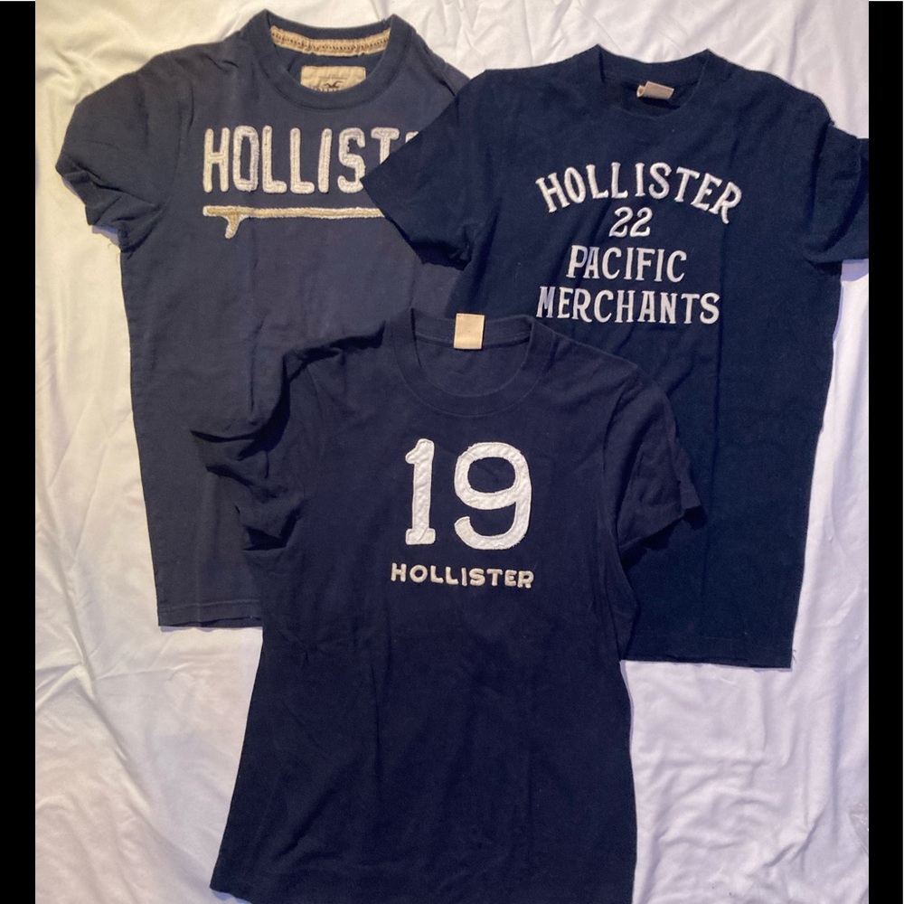 3 vintage hollister navy tee shirts